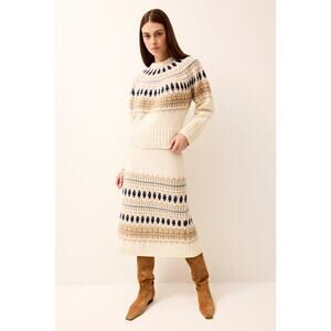 Marie Oliver Gianna Fair Isle Midi Skirt in Snowflake M